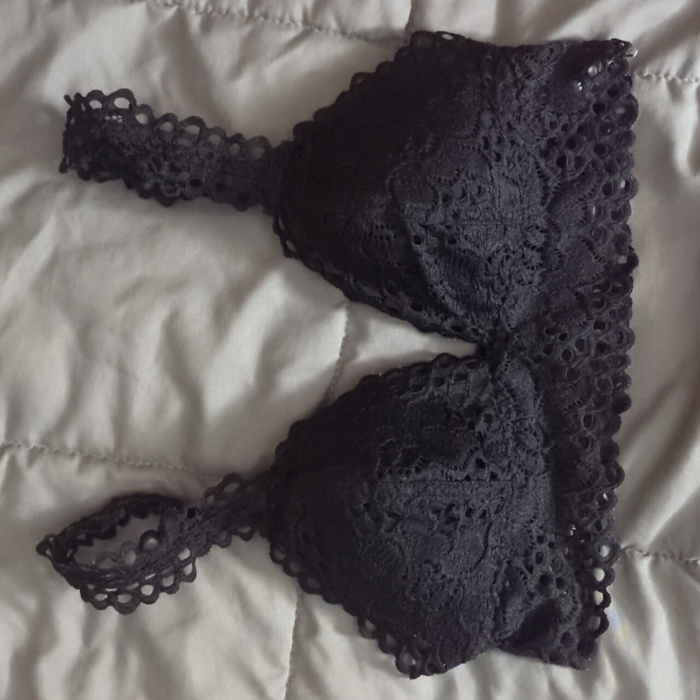 Aerie Black Lace Padded Bralette